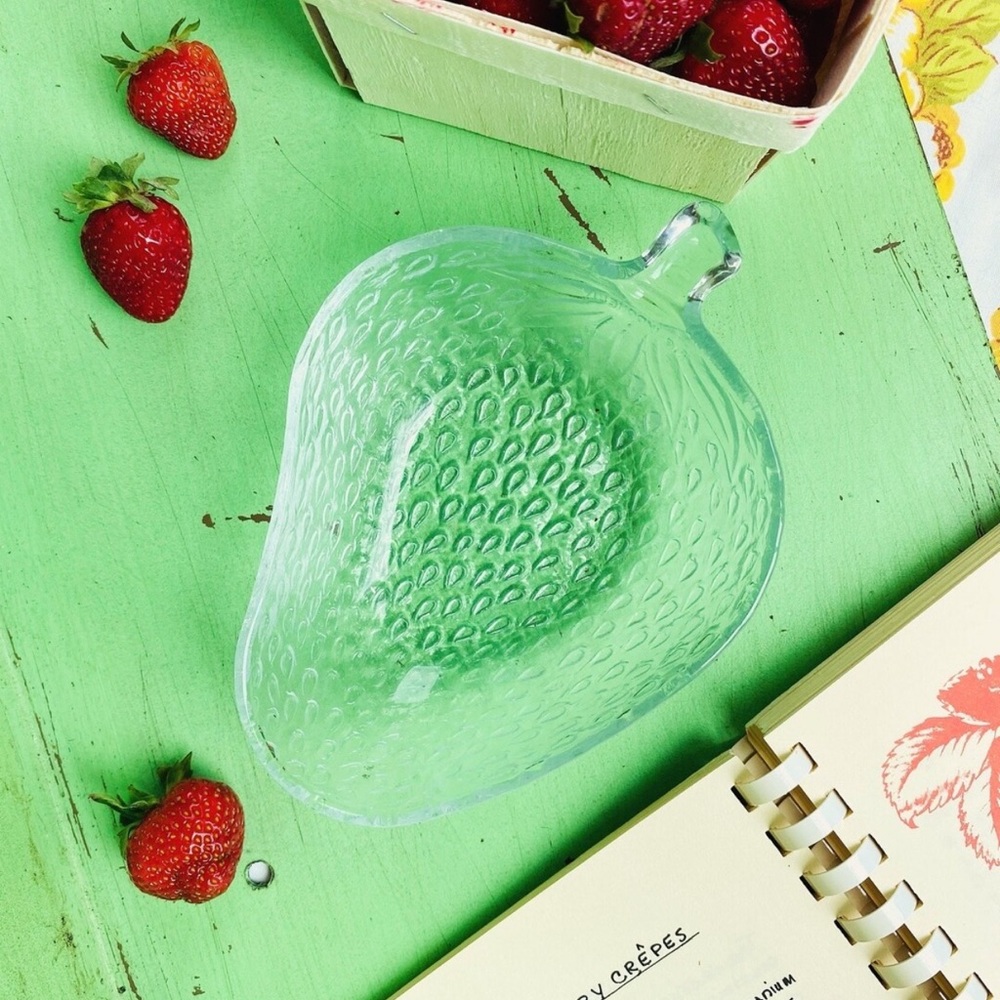 Clear Glass Strawberry Shaped Bowl